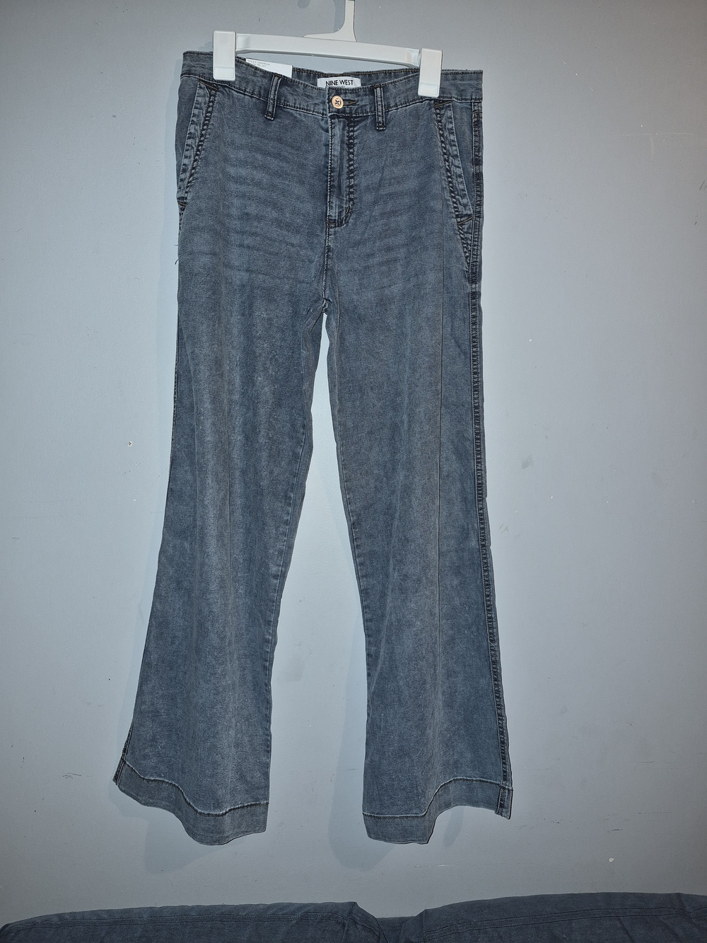 Nine West Washed Gray Wide-Leg Jeans